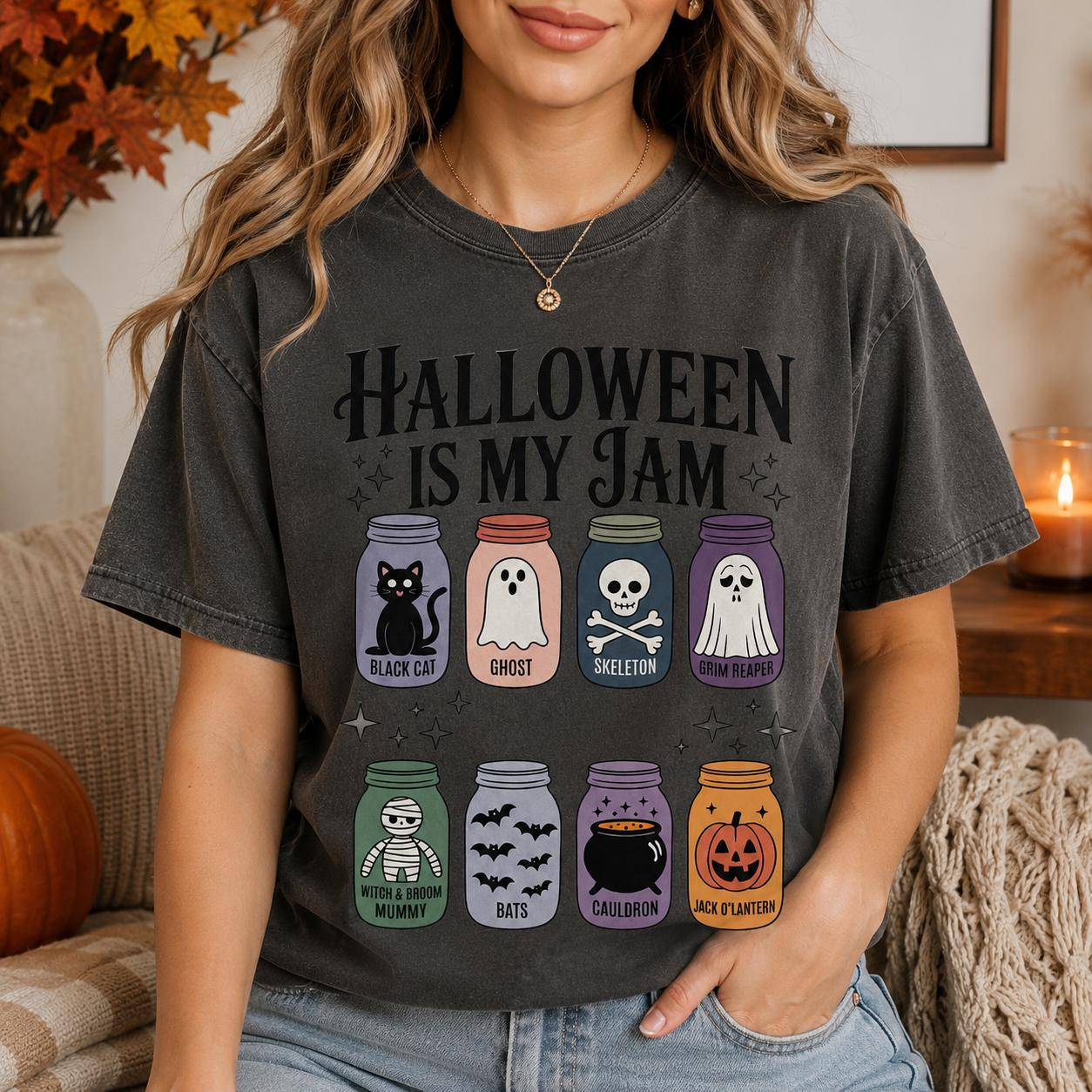 Halloween Is My Jam Shirt – Cute Spooky Mason Jar Graphic Tee