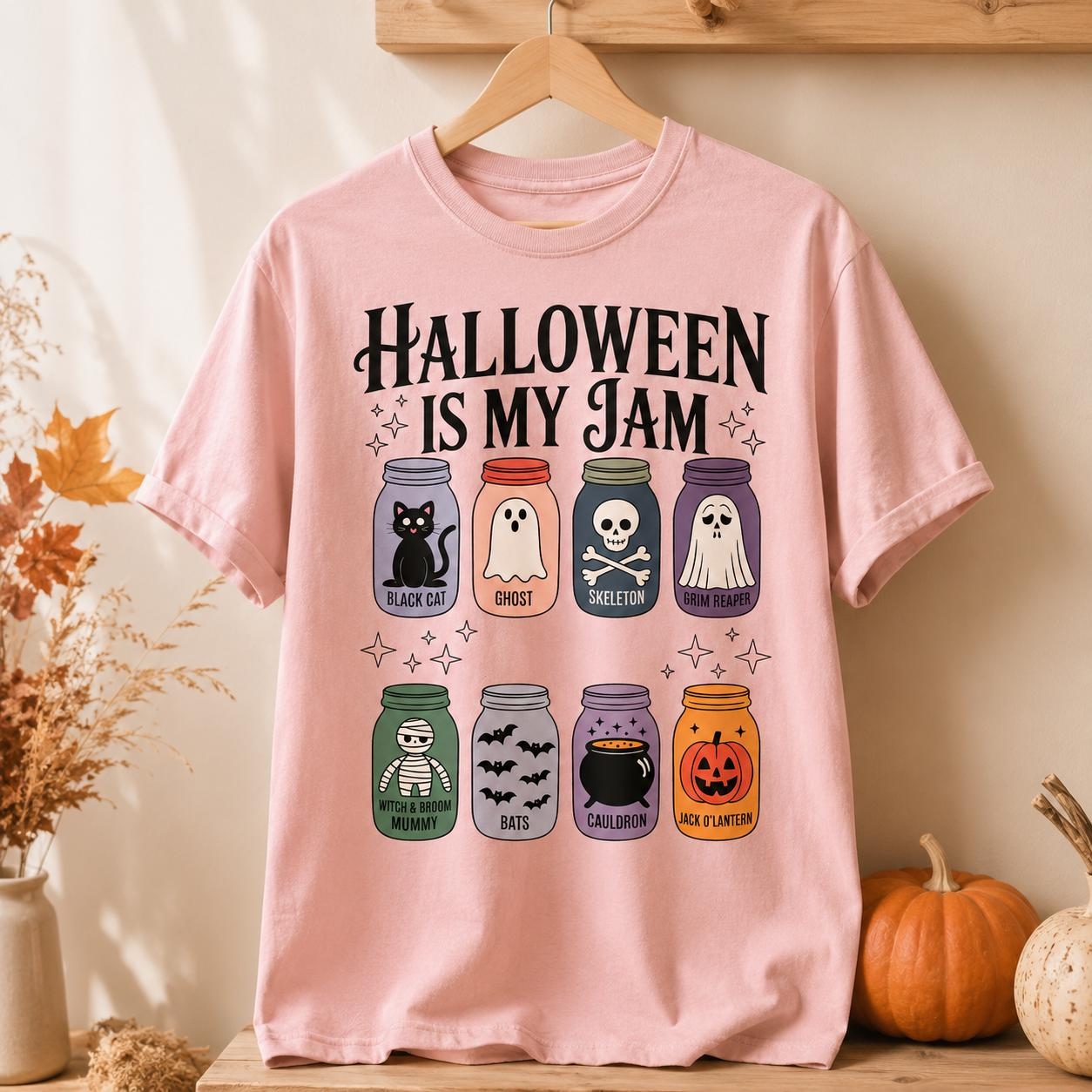 Halloween Is My Jam Shirt – Cute Spooky Mason Jar Graphic Tee
