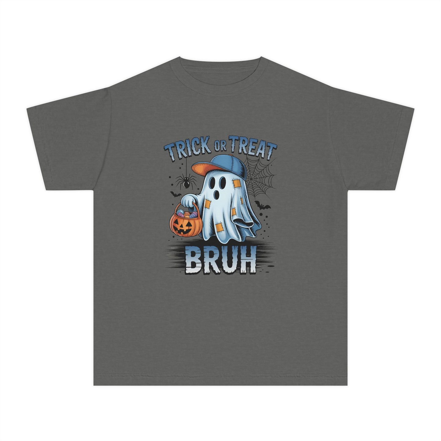 Kids Halloween T-Shirt | Trick or Treat Bruh Ghost Shirt | Funny Halloween Tee for Boys & Girls Ages 5-13