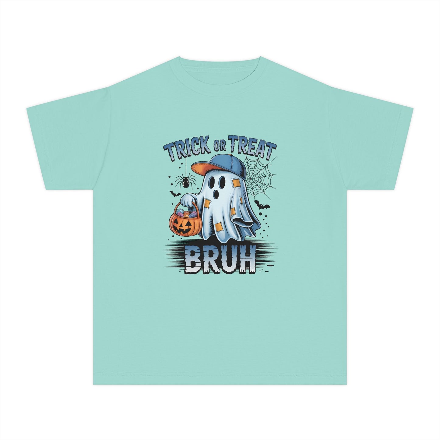 Kids Halloween T-Shirt | Trick or Treat Bruh Ghost Shirt | Funny Halloween Tee for Boys & Girls Ages 5-13