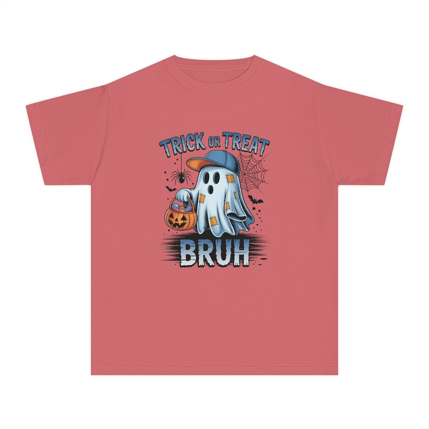 Kids Halloween T-Shirt | Trick or Treat Bruh Ghost Shirt | Funny Halloween Tee for Boys & Girls Ages 5-13
