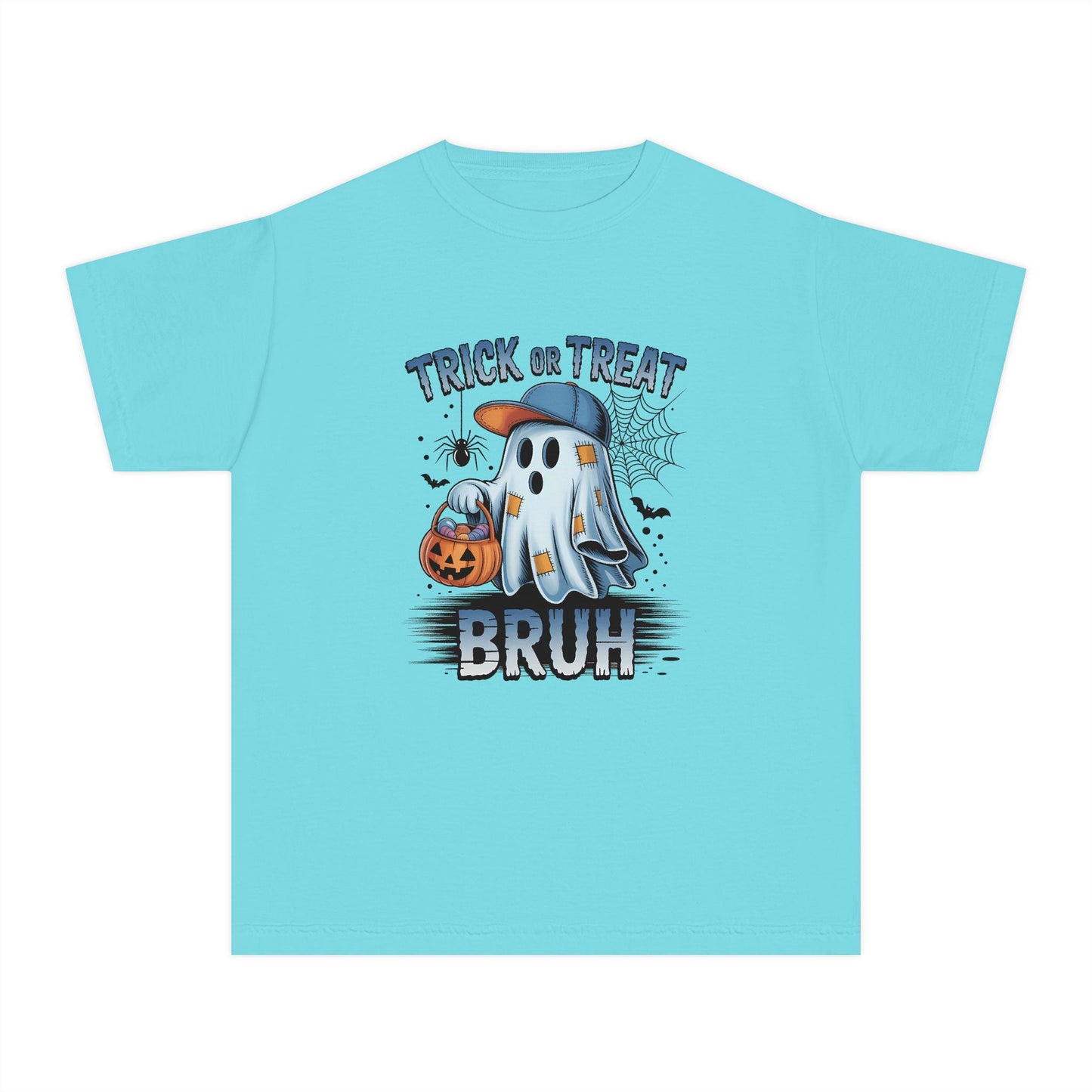 Kids Halloween T-Shirt | Trick or Treat Bruh Ghost Shirt | Funny Halloween Tee for Boys & Girls Ages 5-13