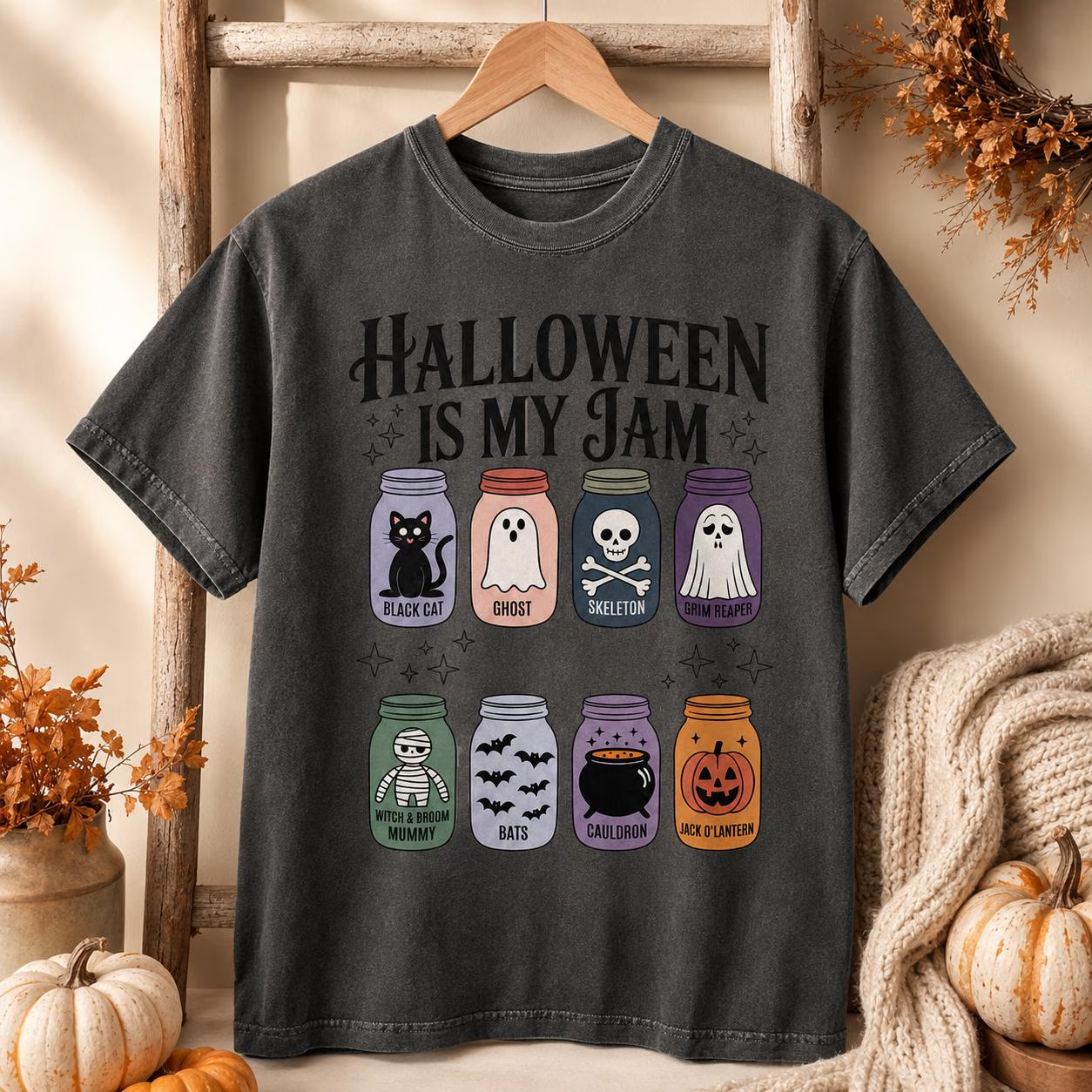 Halloween Is My Jam Shirt – Cute Spooky Mason Jar Graphic Tee