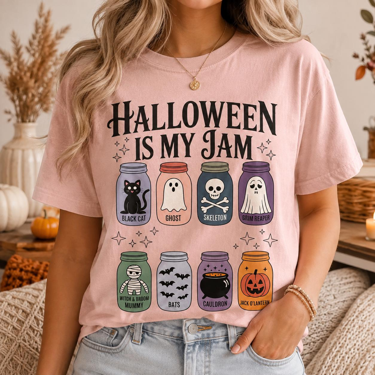 Halloween Is My Jam Shirt – Cute Spooky Mason Jar Graphic Tee