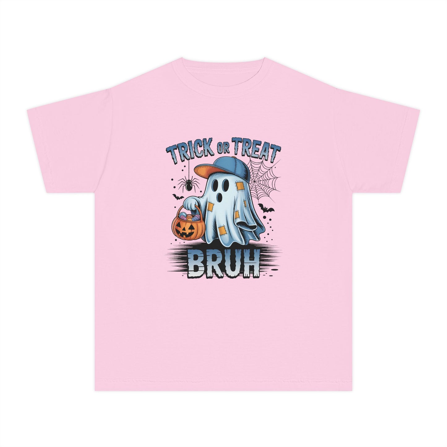 Kids Halloween T-Shirt | Trick or Treat Bruh Ghost Shirt | Funny Halloween Tee for Boys & Girls Ages 5-13