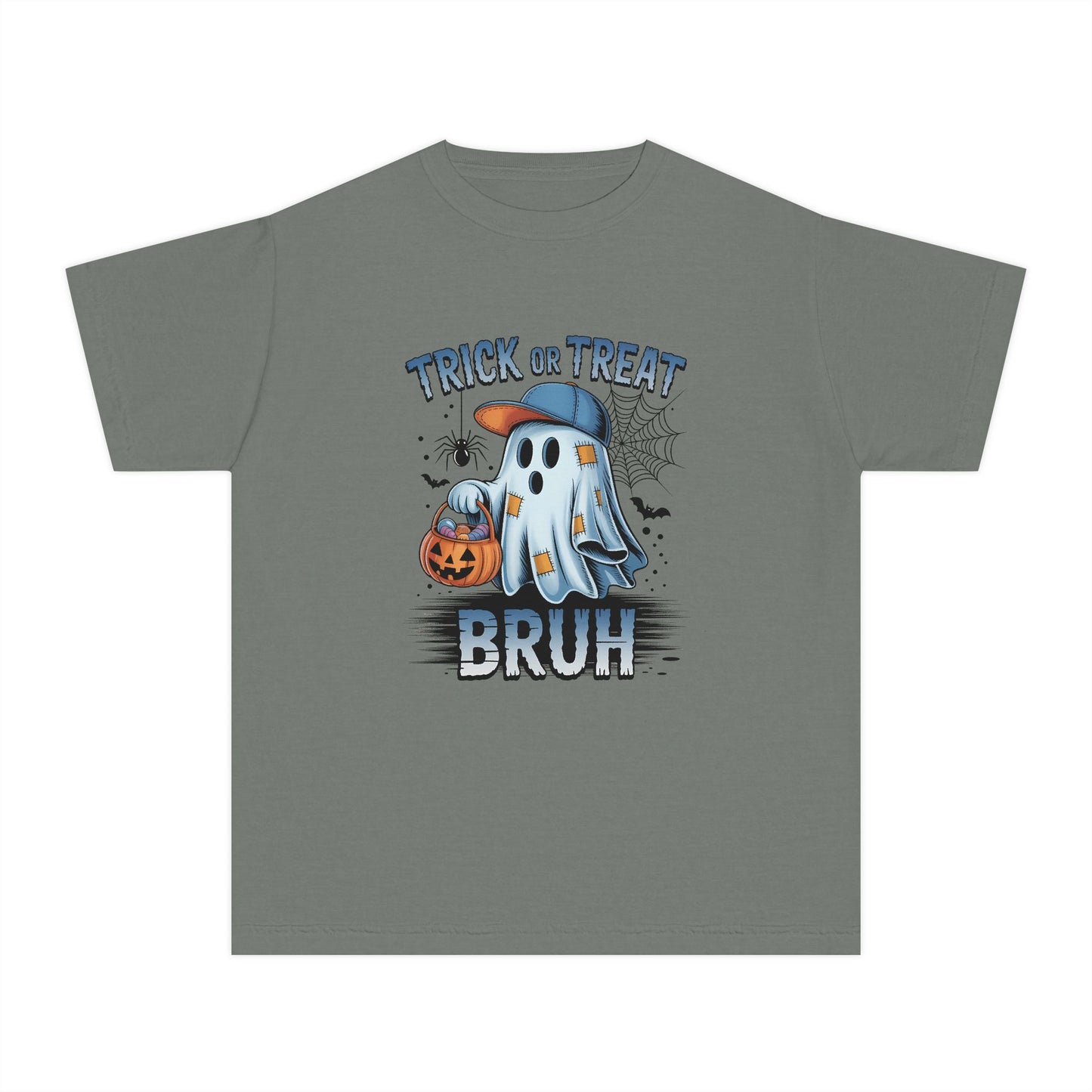 Kids Halloween T-Shirt | Trick or Treat Bruh Ghost Shirt | Funny Halloween Tee for Boys & Girls Ages 5-13