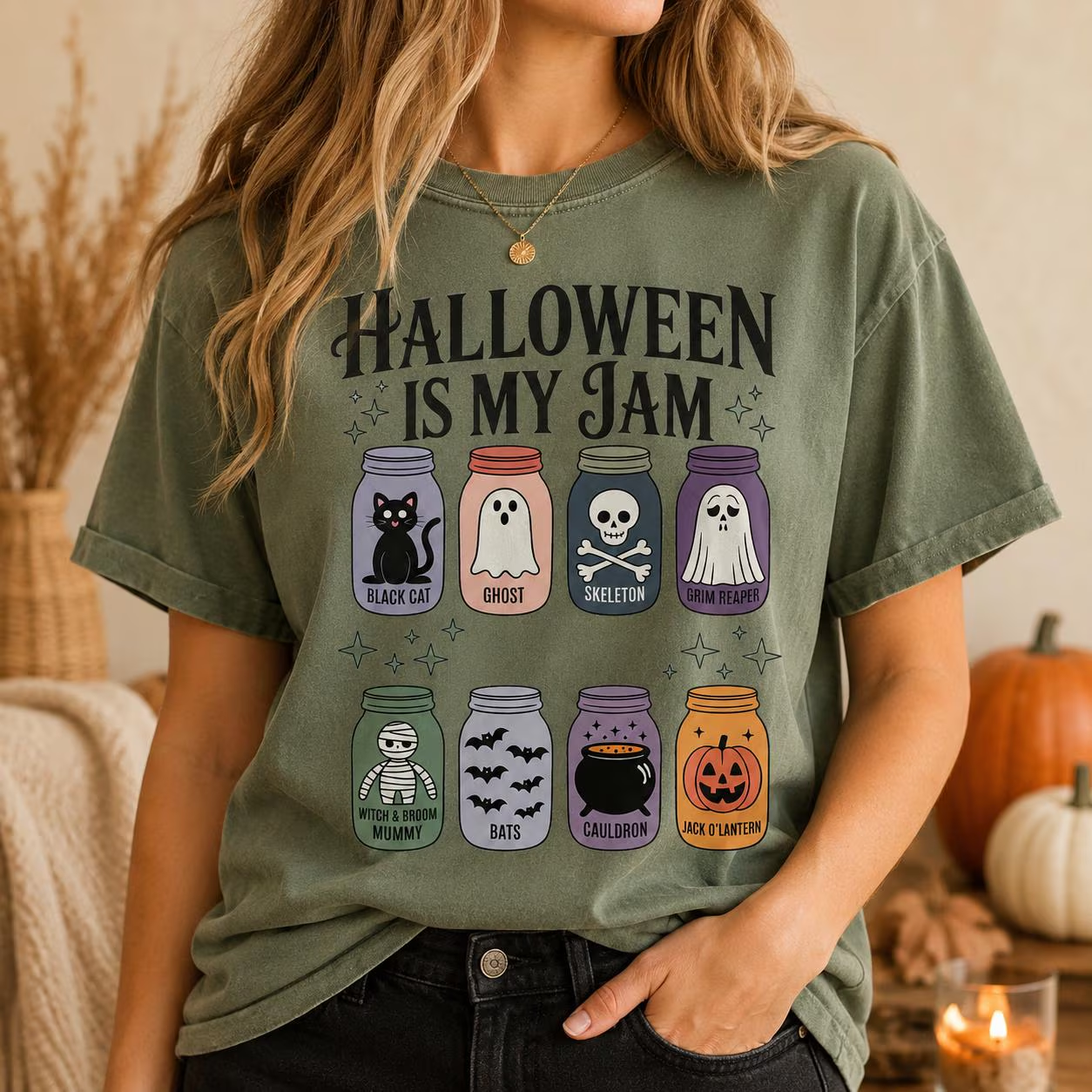 Halloween Is My Jam Shirt – Cute Spooky Mason Jar Graphic Tee