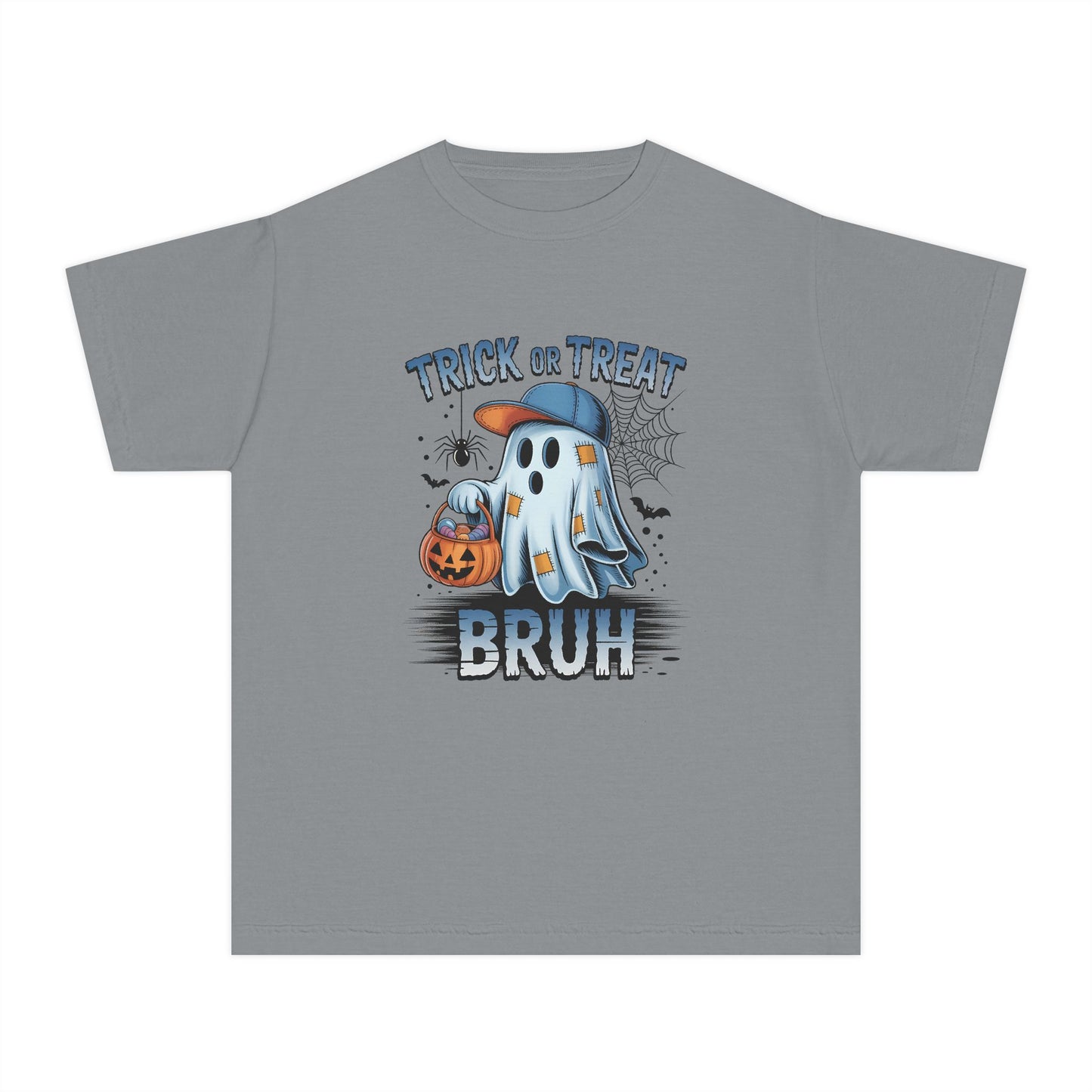 Kids Halloween T-Shirt | Trick or Treat Bruh Ghost Shirt | Funny Halloween Tee for Boys & Girls Ages 5-13