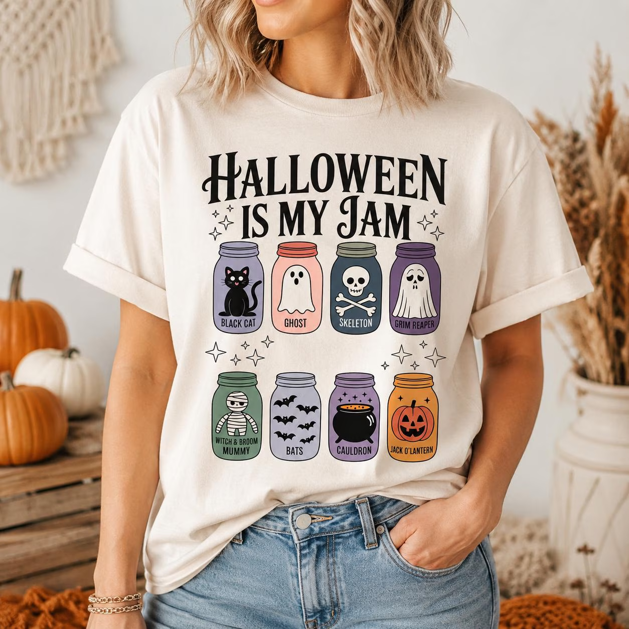 Halloween Is My Jam Shirt – Cute Spooky Mason Jar Graphic Tee