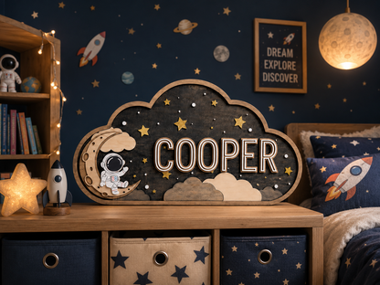 Personalized Astronaut Nursery Name Sign