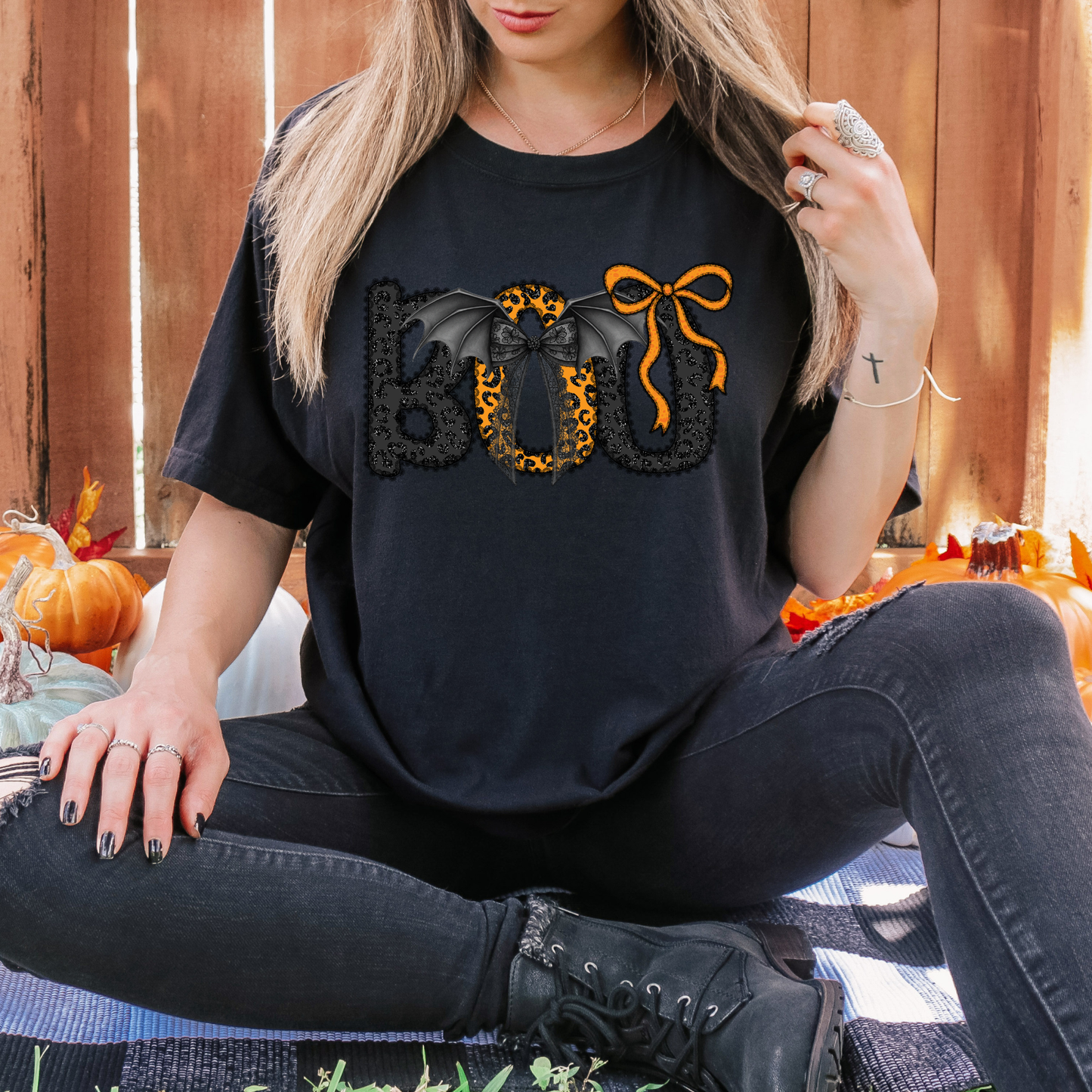 Vintage Boo Halloween T-Shirt – Retro Bat Wing Graphic Tee-Comfort Colors