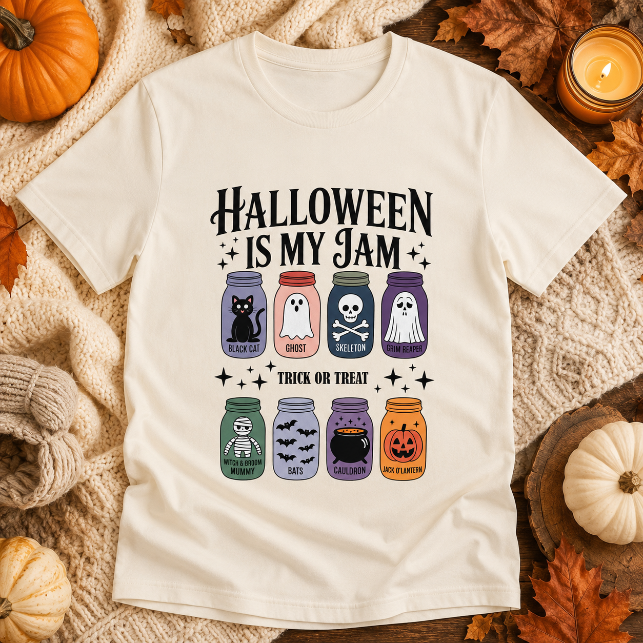 Halloween Is My Jam Shirt – Cute Spooky Mason Jar Graphic Tee