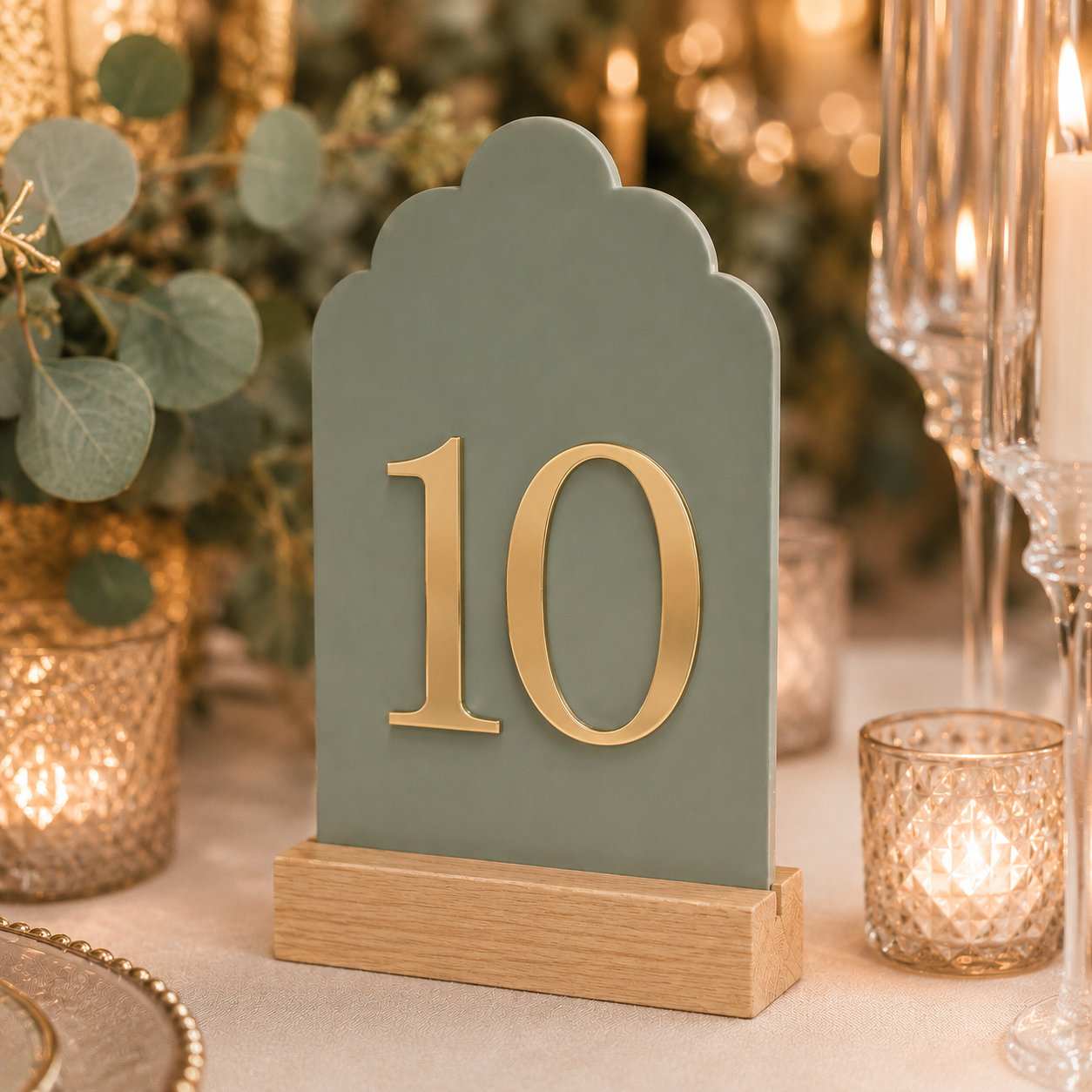 Signature Cloud Acrylic Wedding Table Numbers with Wood Stands