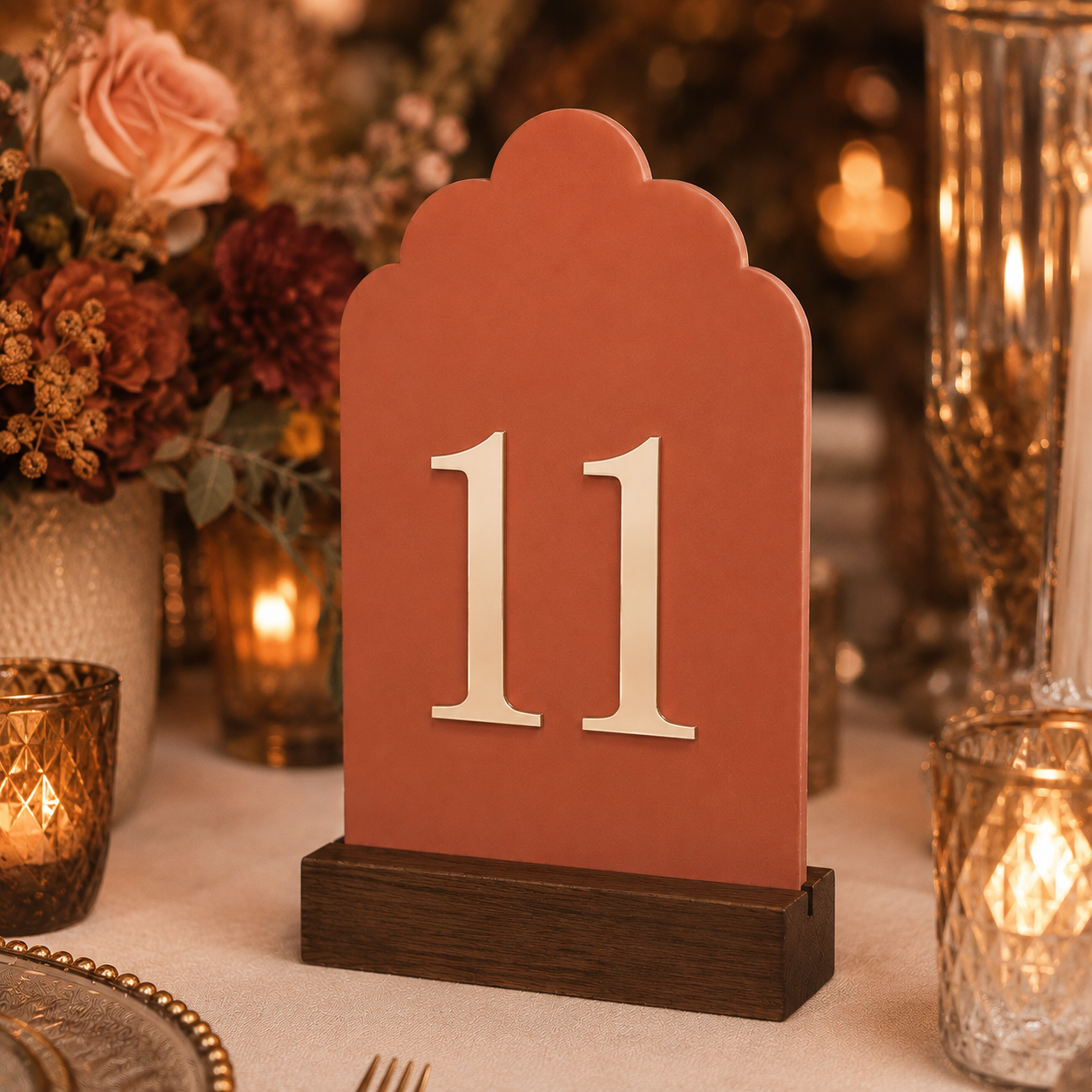 Signature Cloud Acrylic Wedding Table Numbers with Wood Stands