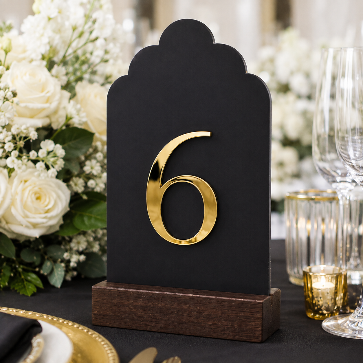 Signature Cloud Acrylic Wedding Table Numbers with Wood Stands