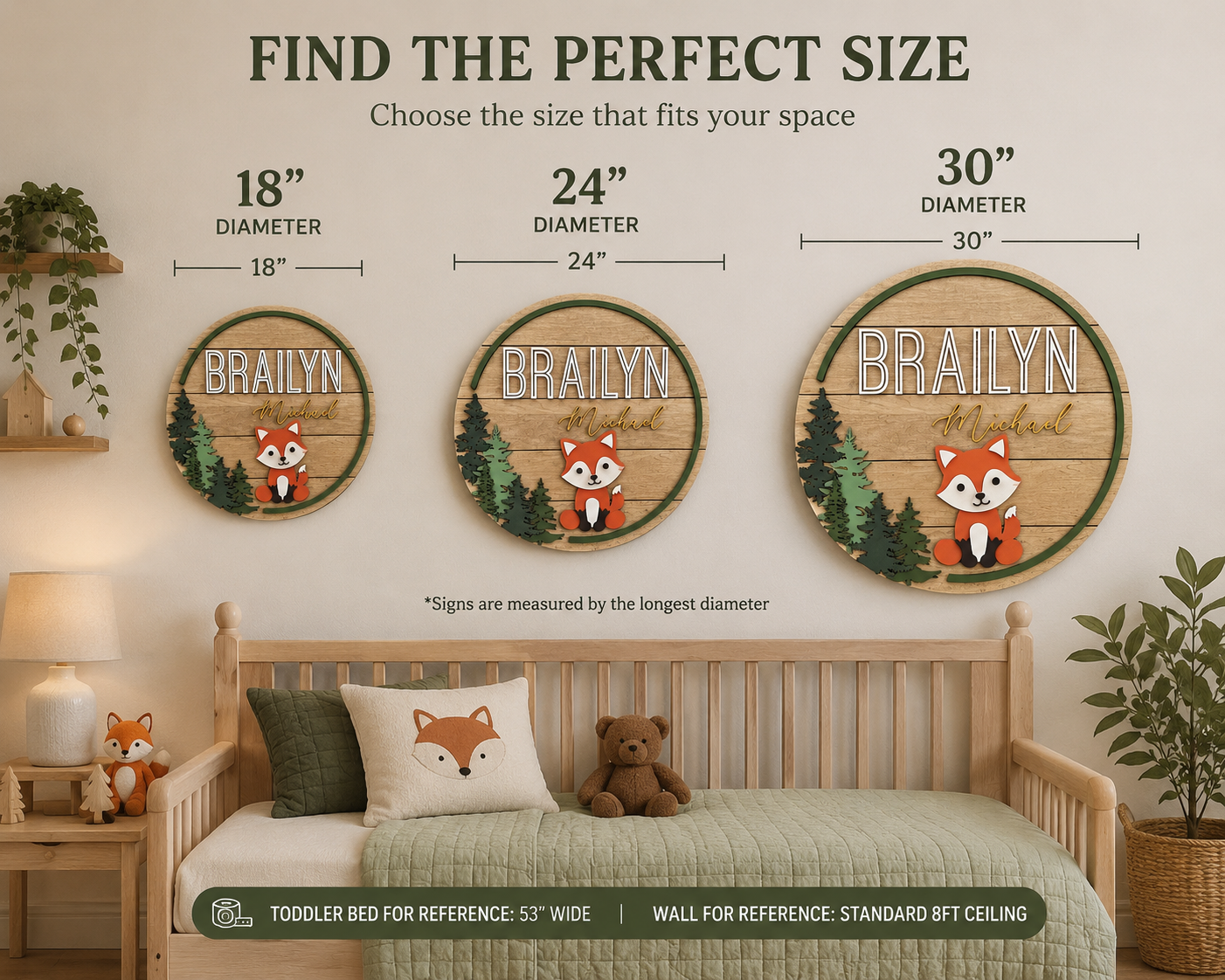 Personalized Woodland Fox Nursery Name Sign