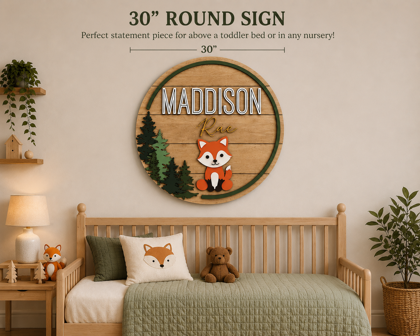 Personalized Woodland Fox Nursery Name Sign