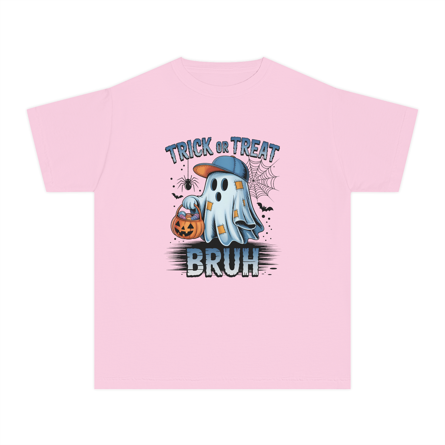 Kids Halloween T-Shirt | Trick or Treat Bruh Ghost Shirt | Funny Halloween Tee for Boys & Girls Ages 5-13