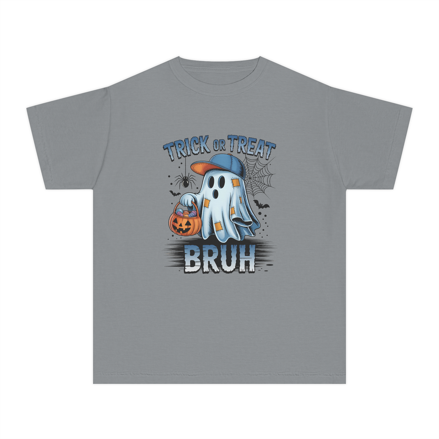 Kids Halloween T-Shirt | Trick or Treat Bruh Ghost Shirt | Funny Halloween Tee for Boys & Girls Ages 5-13