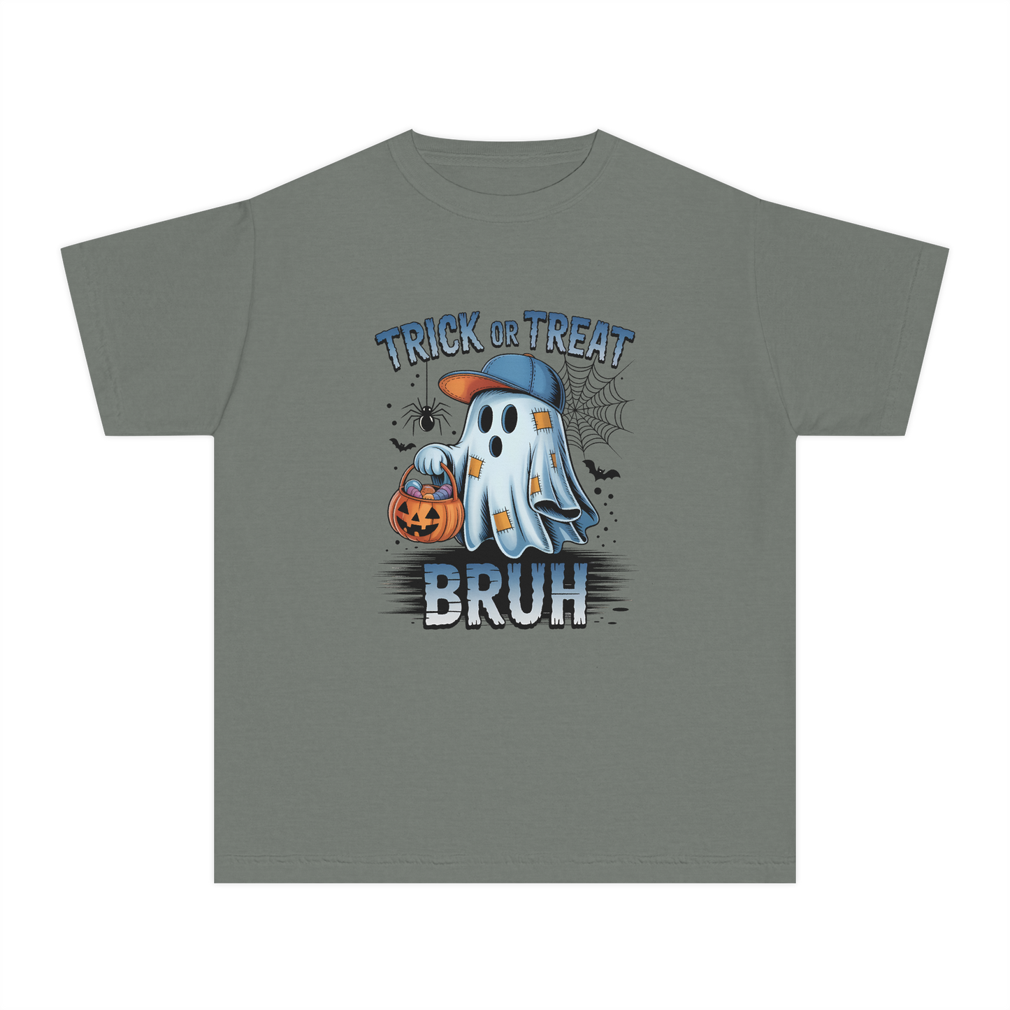 Kids Halloween T-Shirt | Trick or Treat Bruh Ghost Shirt | Funny Halloween Tee for Boys & Girls Ages 5-13