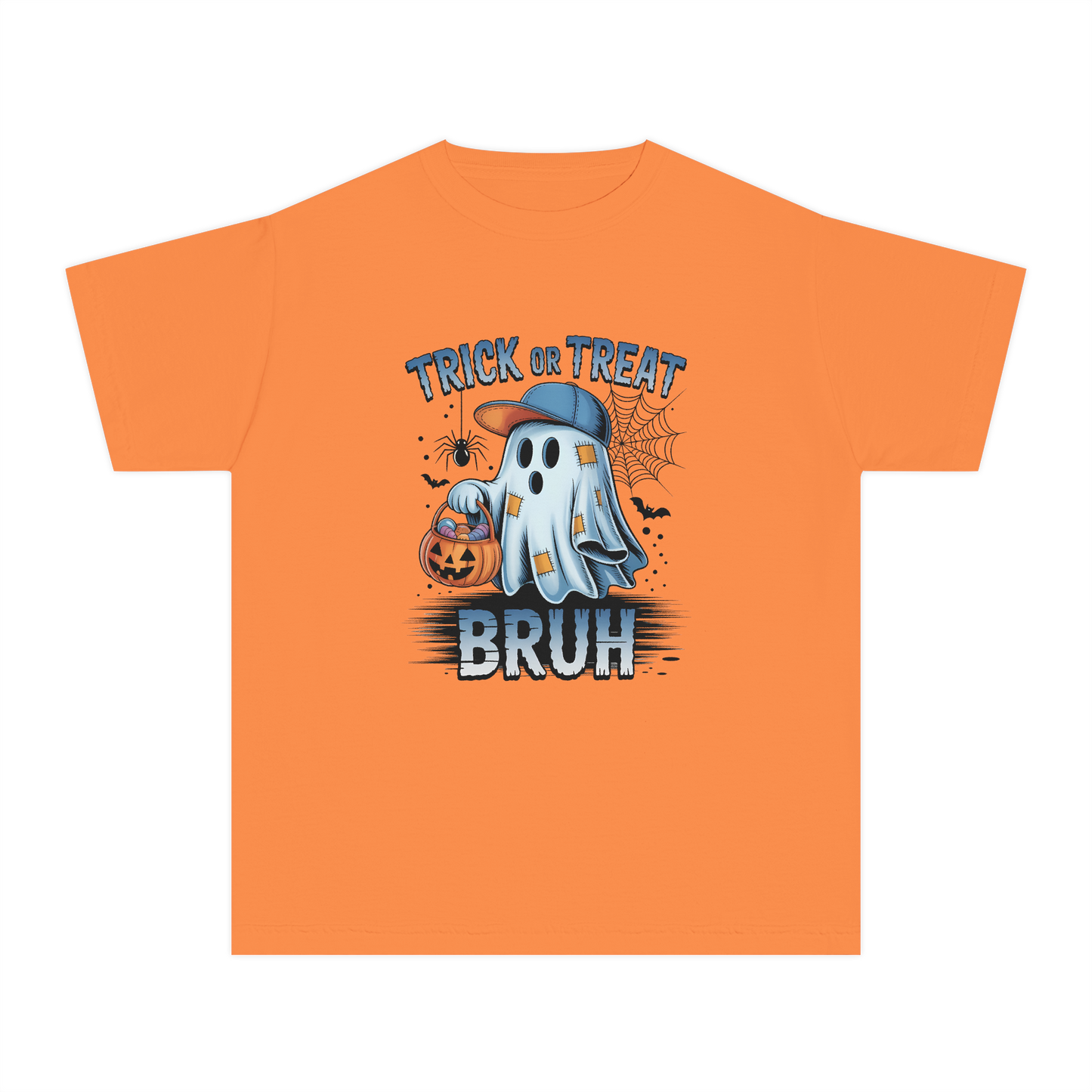 Kids Halloween T-Shirt | Trick or Treat Bruh Ghost Shirt | Funny Halloween Tee for Boys & Girls Ages 5-13