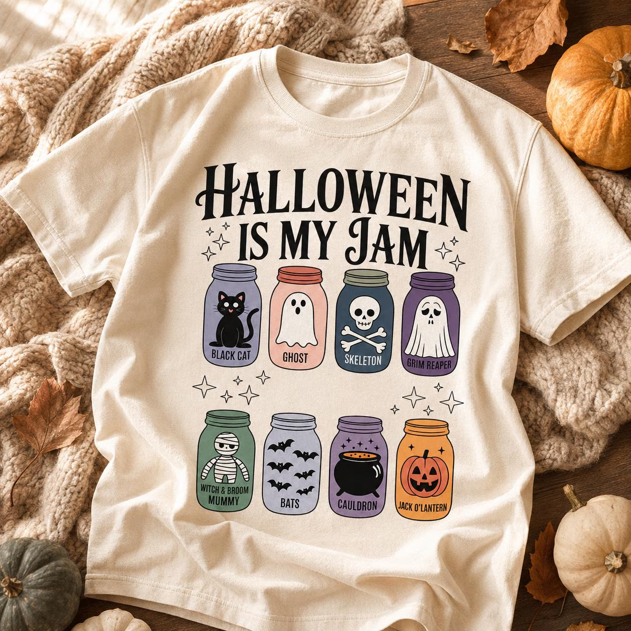 Halloween Is My Jam Shirt – Cute Spooky Mason Jar Graphic Tee