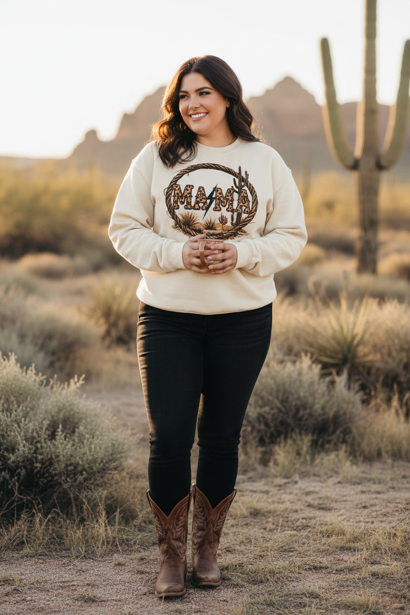 Close‑up of Western Mama graphic printed with DTF Magic Seal