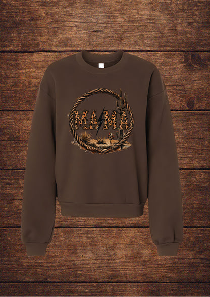 Soft Bella Canvas fleece fabric texture on Mama Western sweatshirt
