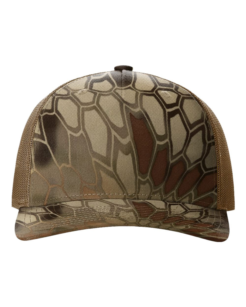 Camouflage-patterned cap on a white background