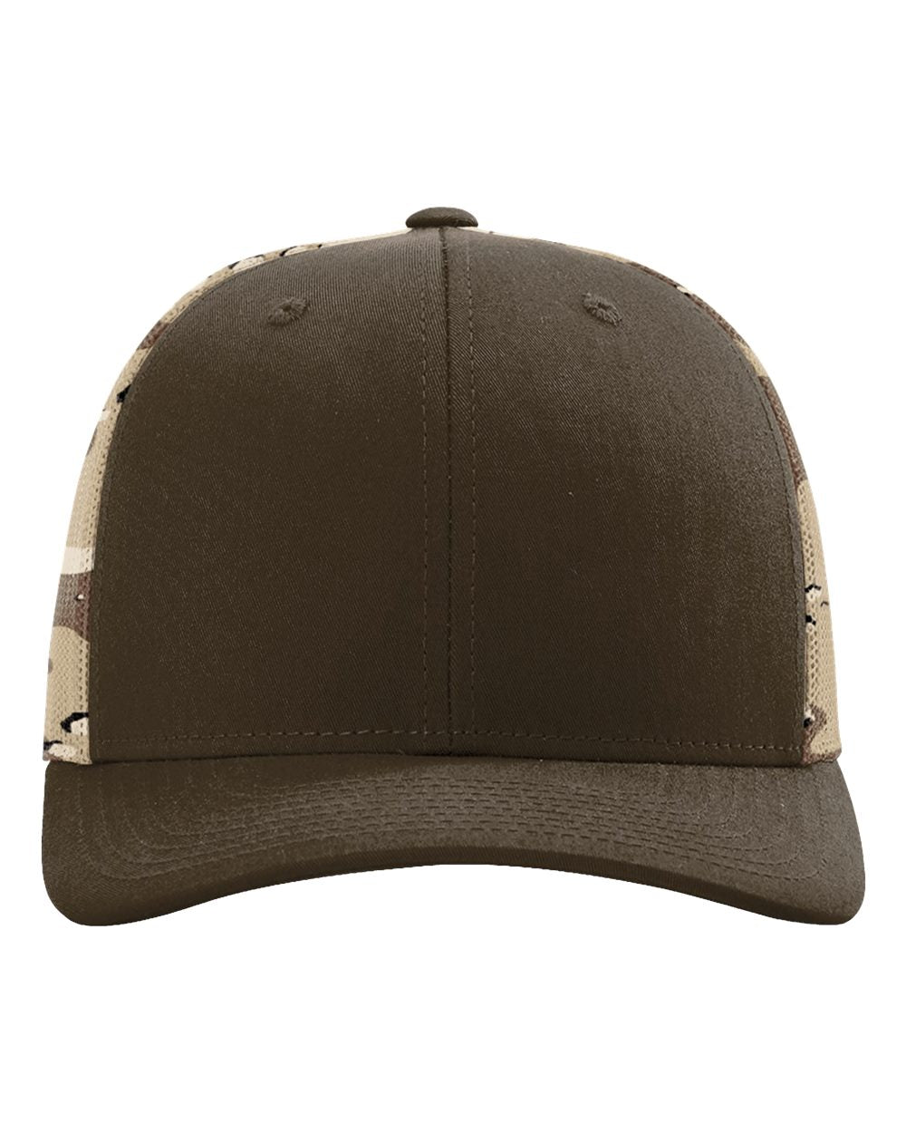 Brown cap with camouflage pattern on a white background